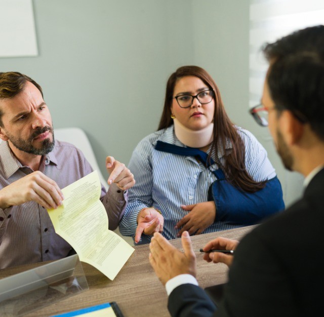 Family meeting with attorneys during an injury case review