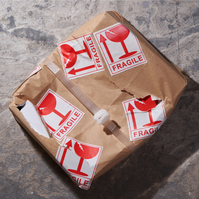 Crushed fragile delivery package