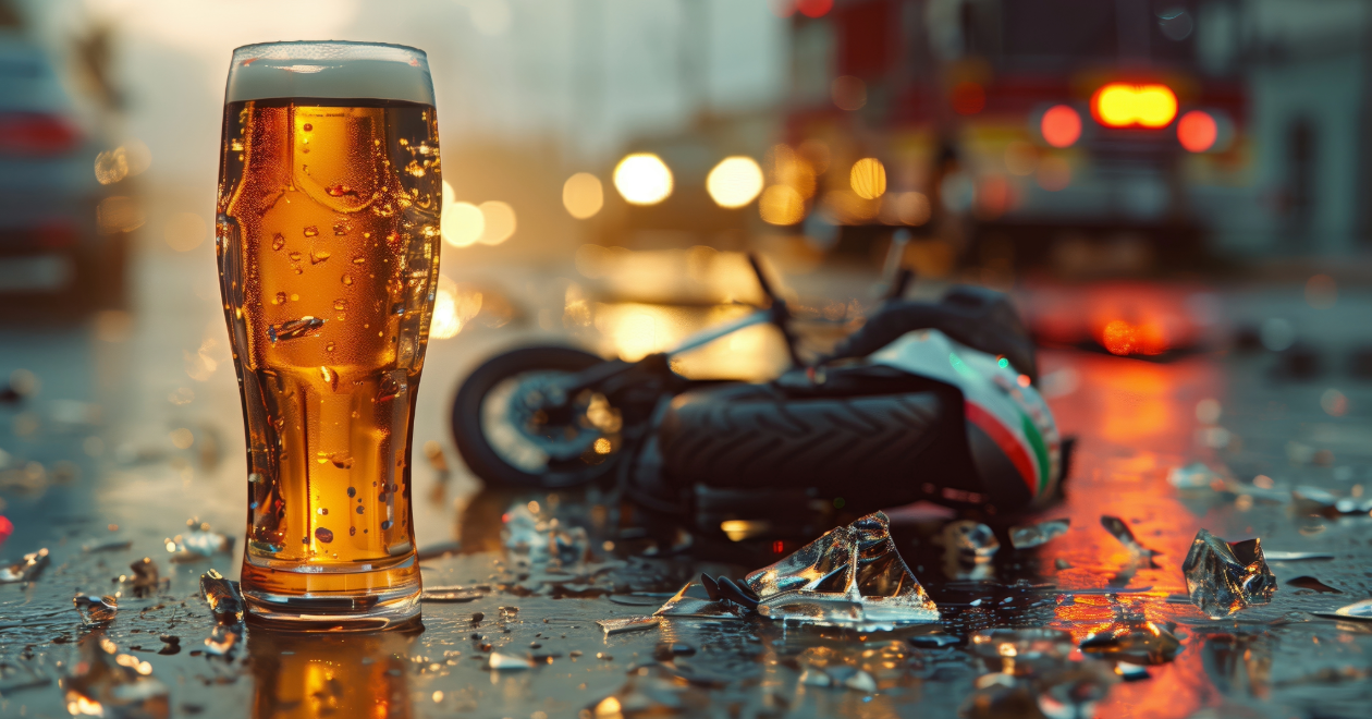 Beer bottle at a party bus crash scene