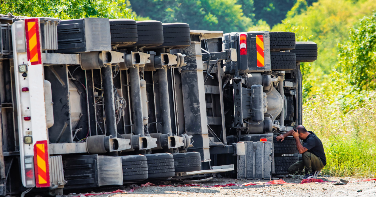 Overturned party bus roadside crash
