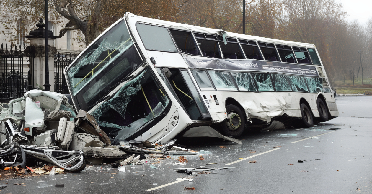 Severe party bus roadway collision