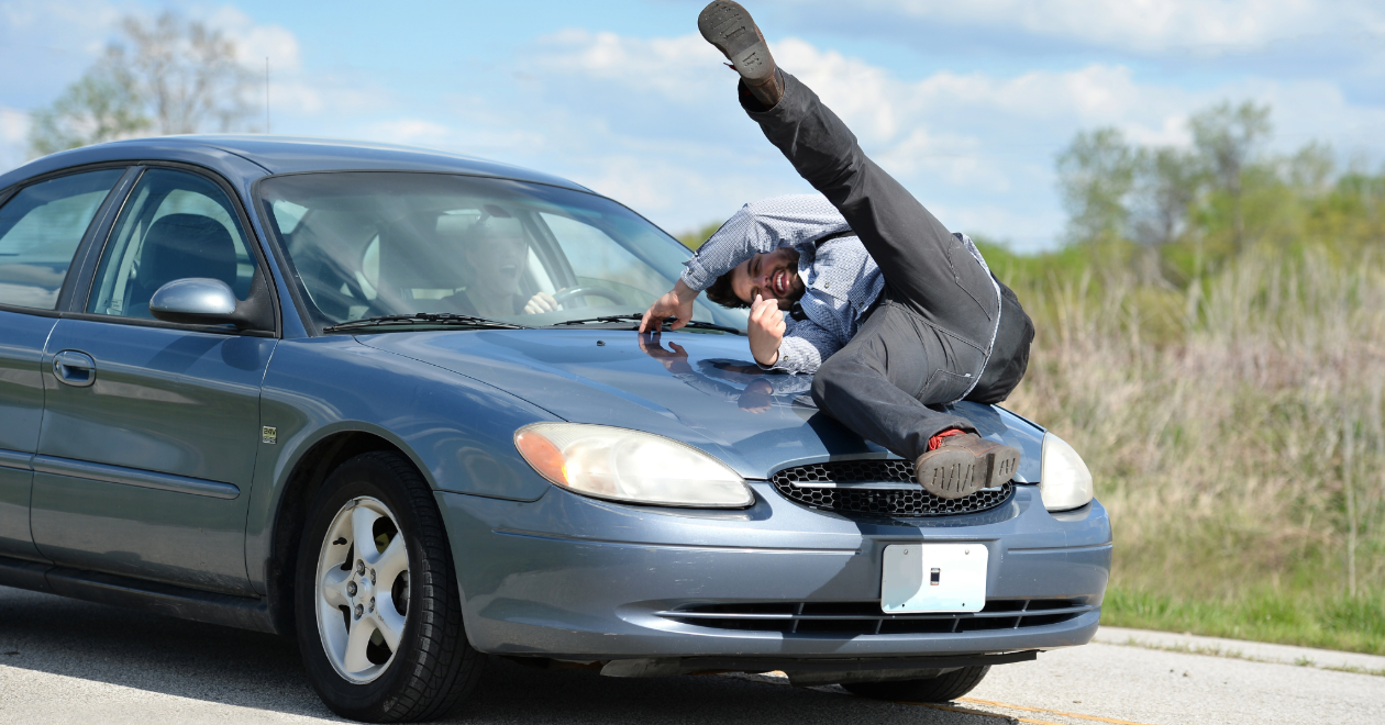 Pedestrian struck on a car hood